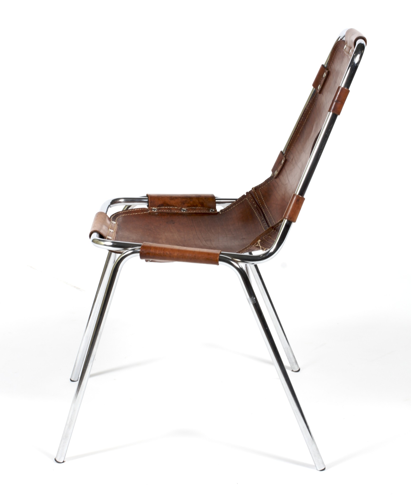 After Charlotte Perriand, a Les Arc chrome framed and leather chair. - Image 2 of 2