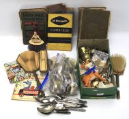 An assortment of collectables including Babycham, Art Deco dressing table set, etc.