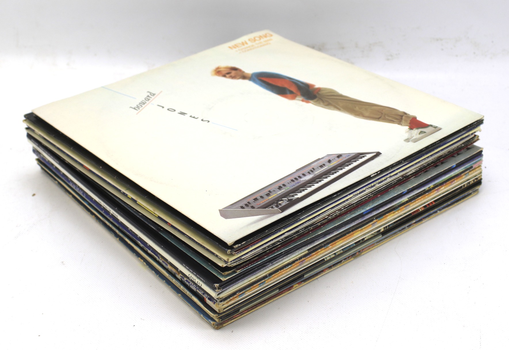 A collection of vinyl albums.