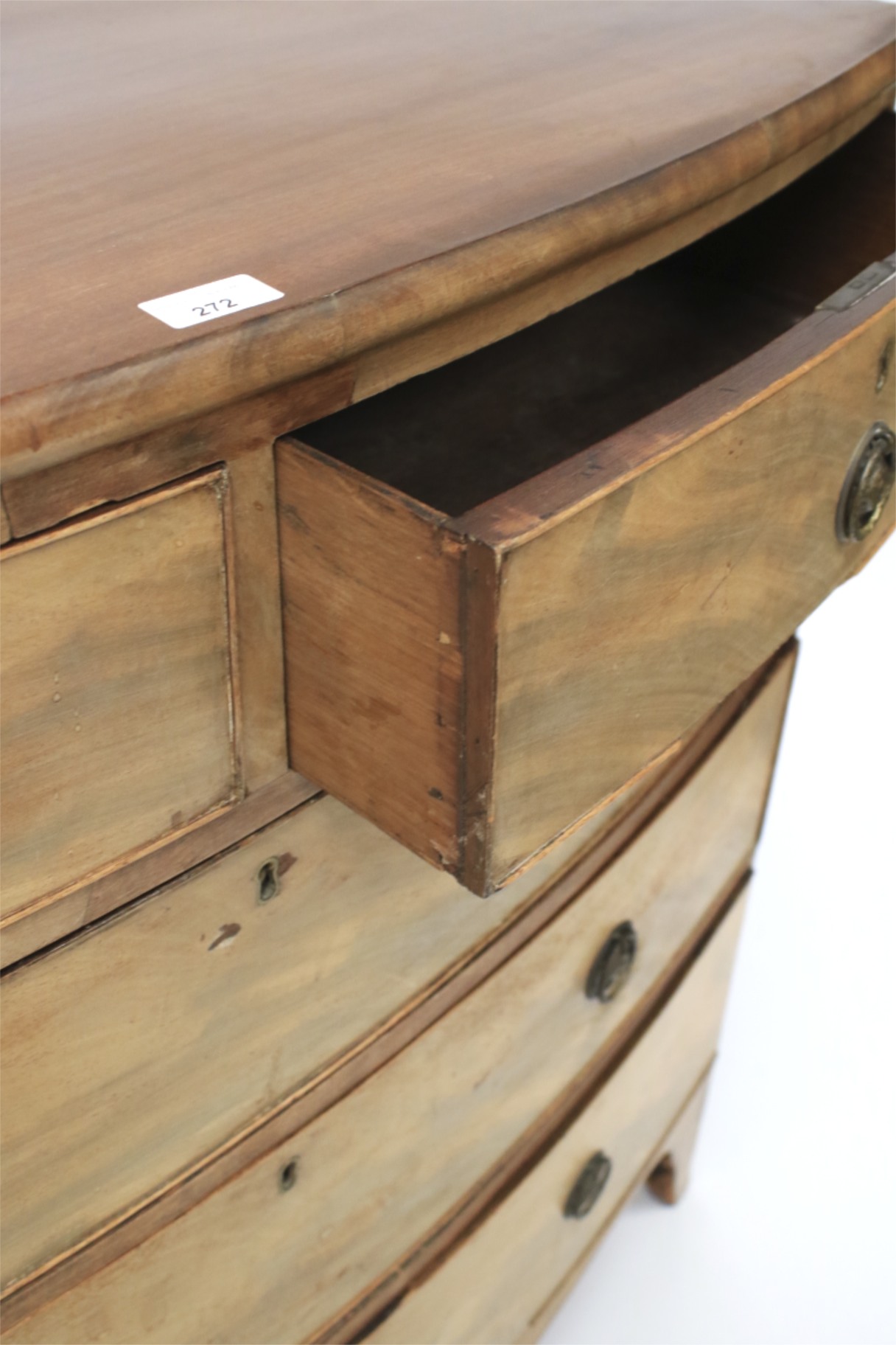 A Victorian mahogany bow front chest drawers. - Image 2 of 2