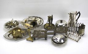 An assortment of silver plate and metalware.