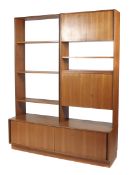 A G-Plan, 1960s teak display unit in three parts.