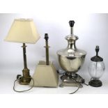 Four contemporary table lamps.