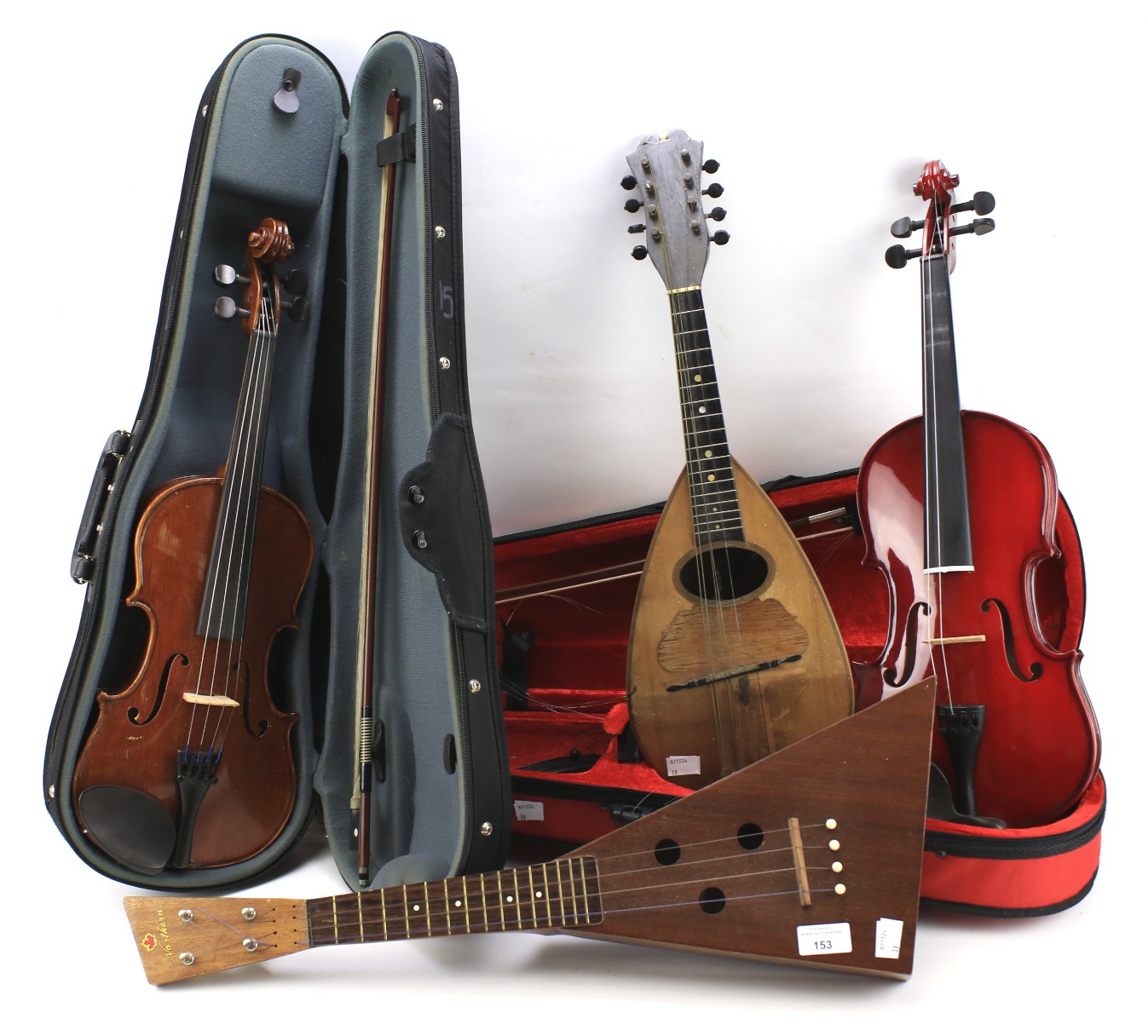 Two violins and two other stringed instruments.