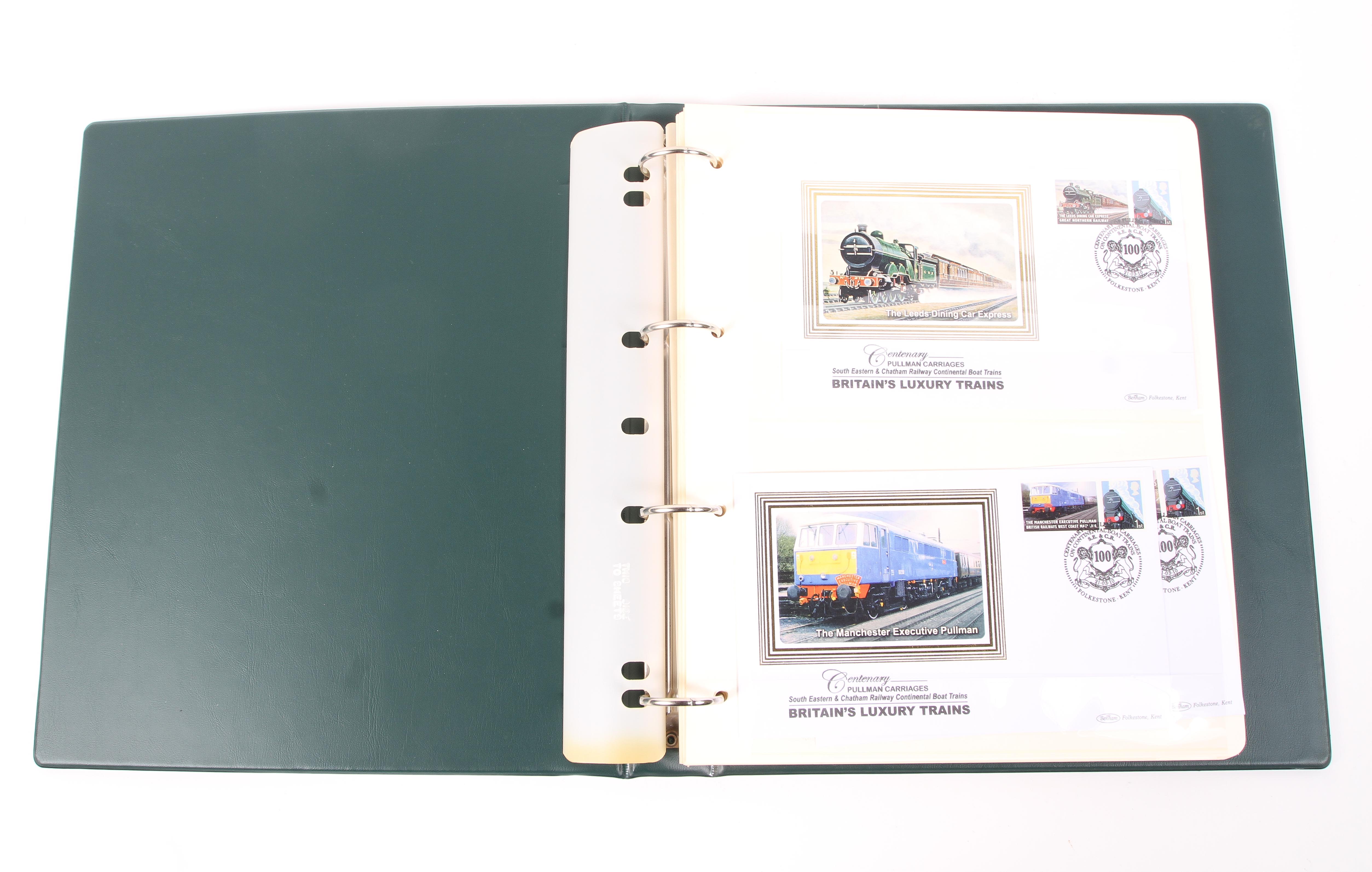A folder containing First Day Covers all relating to Railways.