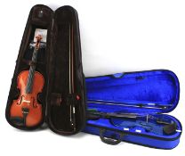 Two contemporary violins.