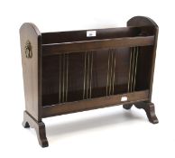 An early 20th century mahogany newspaper rack. With brass lions head handles to either side, L48.