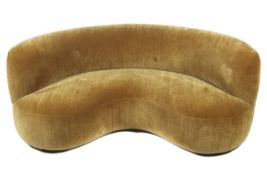 A contemporary Pierre Augustin Rose upholstered crescent-shaped sofa.