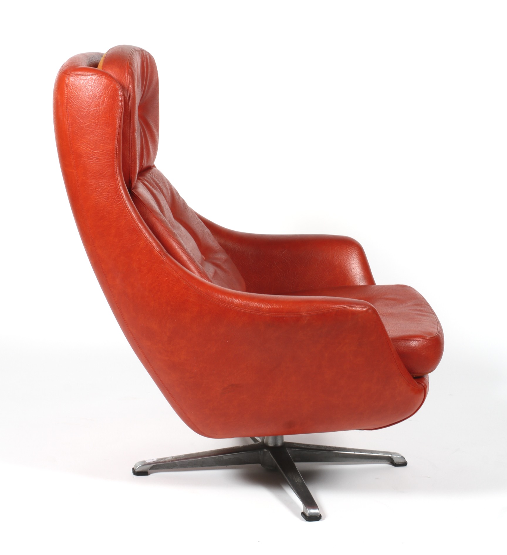 A red upholstered chrome swivel chair, circa 1970. - Image 2 of 2