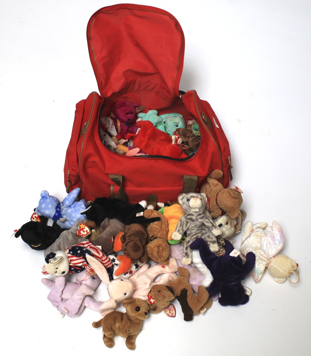 A collection of TY Beanie Babies.