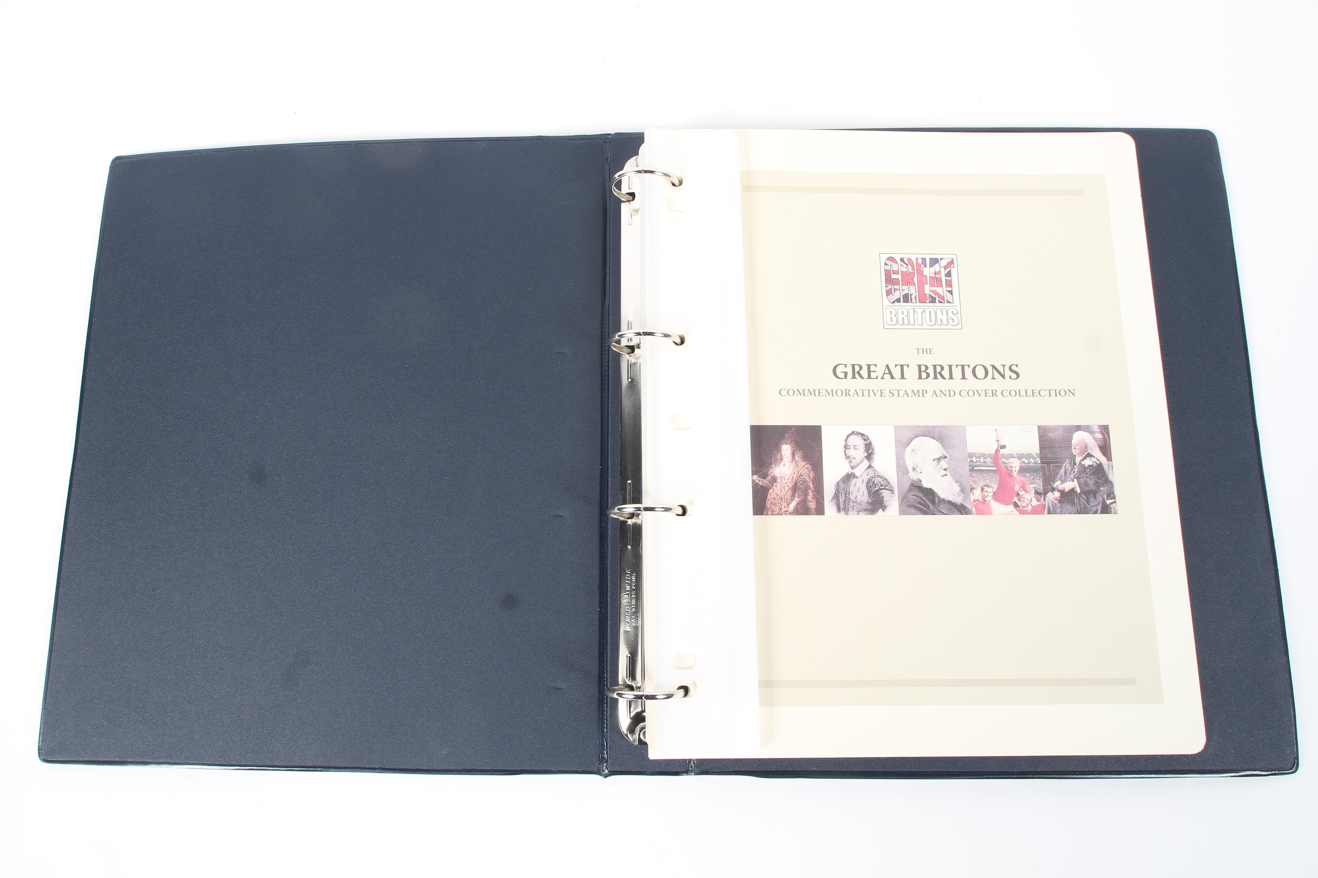 A folder of The Great Britons Commemorative Stamp and Cover Collection