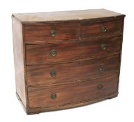 A Victorian mahogany bow front chest drawers. With two short over three long drawers.