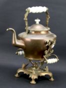 A copper kettle on a stand.