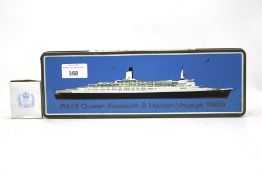 A vintage RMS Queen Elizabeth II maiden voyage 1969 Rothmans cigarette tin.