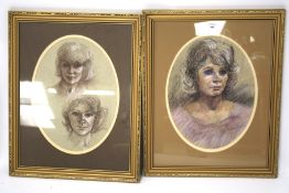 Two 20th century pastel portraits.