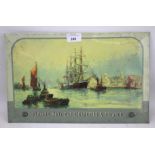 A vintage metal Players Navy Cut Cigarettes & Tobacco advertising sign depicting boats. 24.
