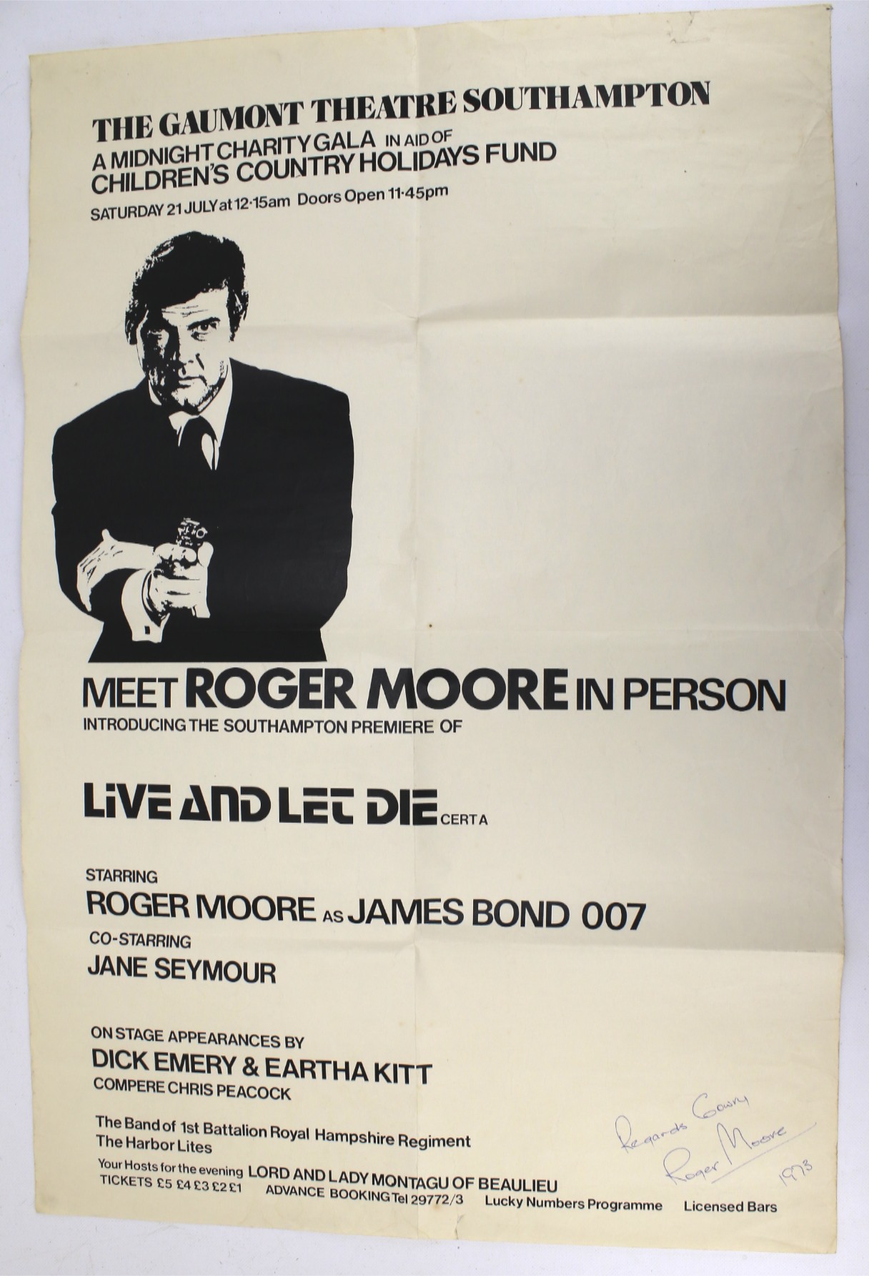 A signed Roger Moore poster.