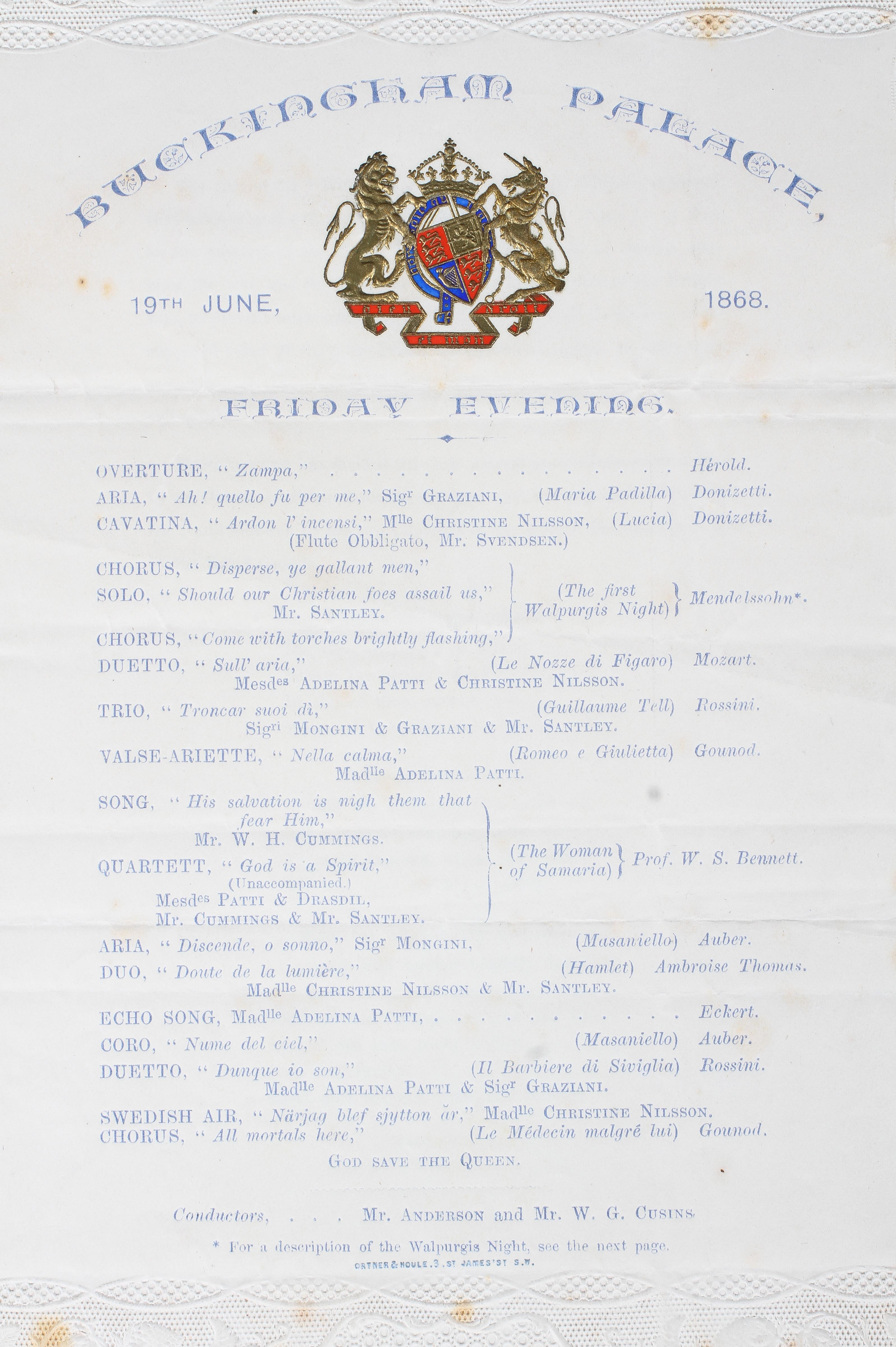 Two Buckingham Palace concert programmes from the reign of Queen Victoria. - Image 2 of 3