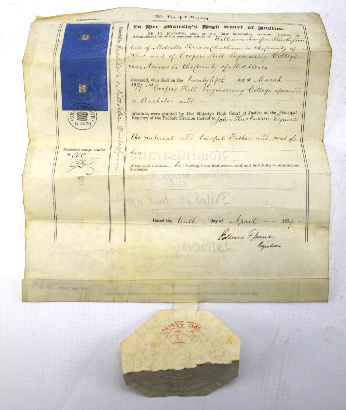 A 19th century High Court of Justice document. - Image 2 of 3