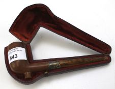 A George V silver mounted pipe with amber mouth piece.