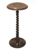 A Victorian burr walnut veneer barley twist wine table.