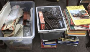 A large assortment of train-related collectables.