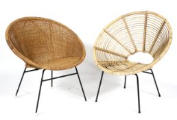 Two retro wicker cone chairs.