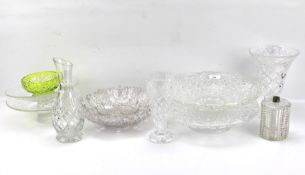 An assortment of cut glassware.