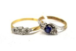 An 18ct gold and platinum diamond ring and a 9ct gold and platinum dress ring. Total weight 3.