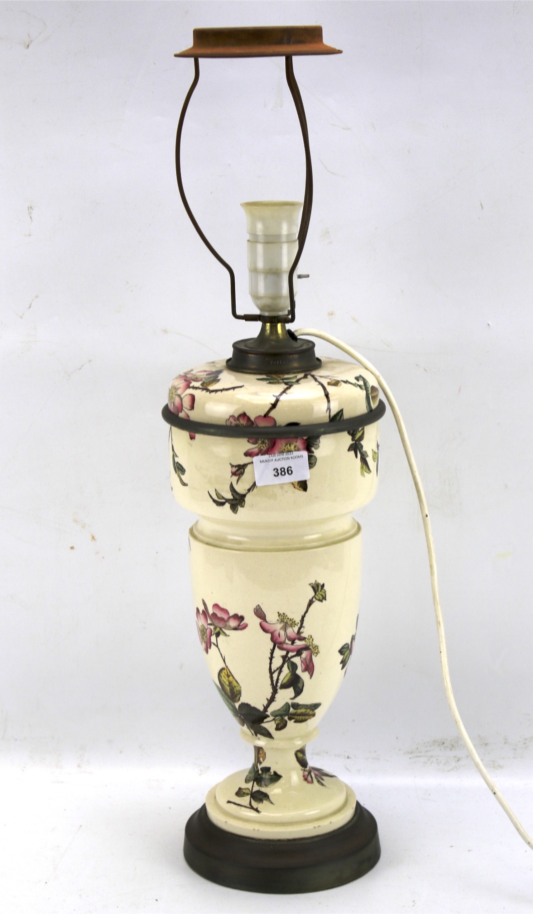 A late 19th century Bria & Sons ceramic adapted table lamp.