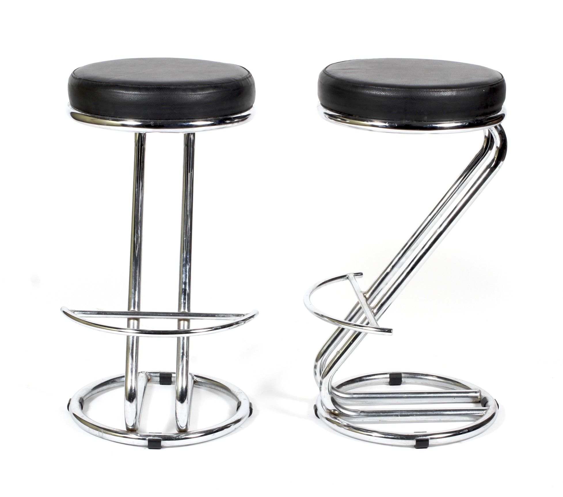 Two contemporary chrome and black leatherette bar stools. - Image 2 of 2