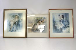 Three large framed and glazed signed prints.