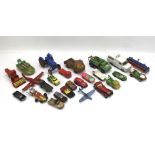 An assortment of playworn diecast vehicles.