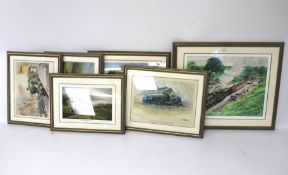 An assortment of railway related pictures and prints.