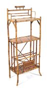 A late 19th century Aesthetic Movement chinoiserie bamboo three tiered stand.