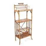 A late 19th century Aesthetic Movement chinoiserie bamboo three tiered stand.