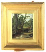 Late 19th Century School, wooded river landscape, oil on canvas.