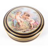 A 20th century Limoges porcelain blue-ground circular box and cover.