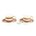 A pair of Bristol (Champions) porcelain coffee cans and saucers.