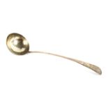 A George III silver sauce ladle. Hallmarked London, 1783, 34cm long, weight approx.