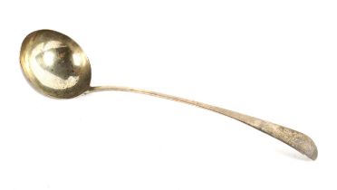 A George III silver sauce ladle. Hallmarked London, 1783, 34cm long, weight approx.