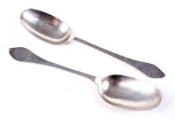 A pair of early 19th century Scottish silver serving spoons.