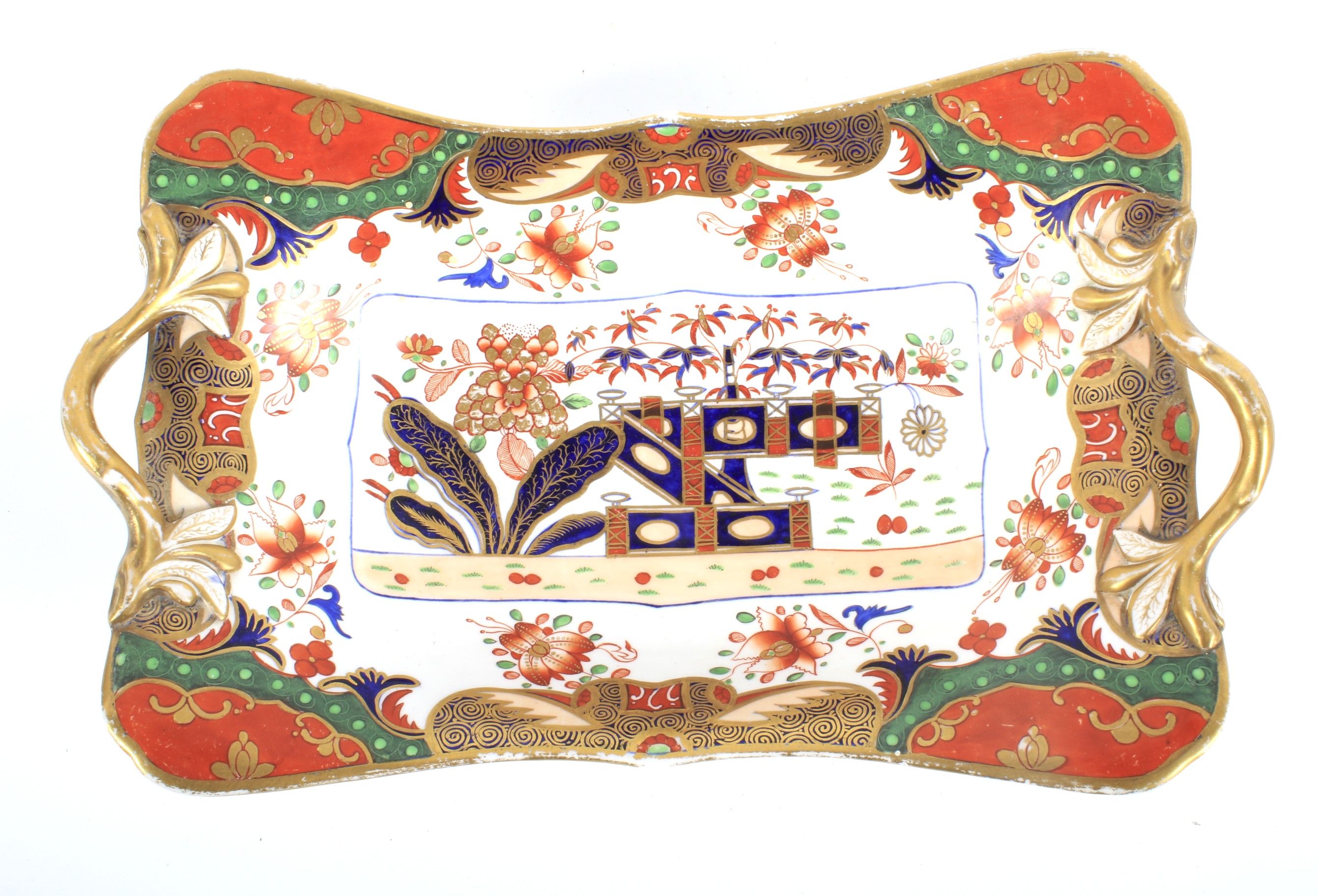 An early 19th century Spode twin handled rectangular dish. Painted in the Imari palette, pattern no. - Bild 2 aus 3