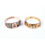 Two Victorian gold and gem set rings.