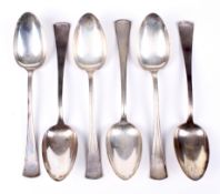 A cased set of six sterling silver spoons, another with six silver plated spoons,