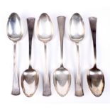 A cased set of six sterling silver spoons, another with six silver plated spoons,