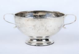 A George V silver twin handled dish.