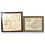 Robert Morden (1650-1703), a hand coloured engraved map of Somersetshire and a print of Wiltshire.