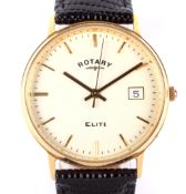 A gents 18ct yellow gold cased Rotary Elite wristwatch.