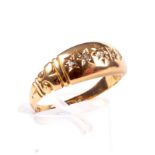 An Edwardian 18ct gold and small graduated diamond five stone gypsy ring.